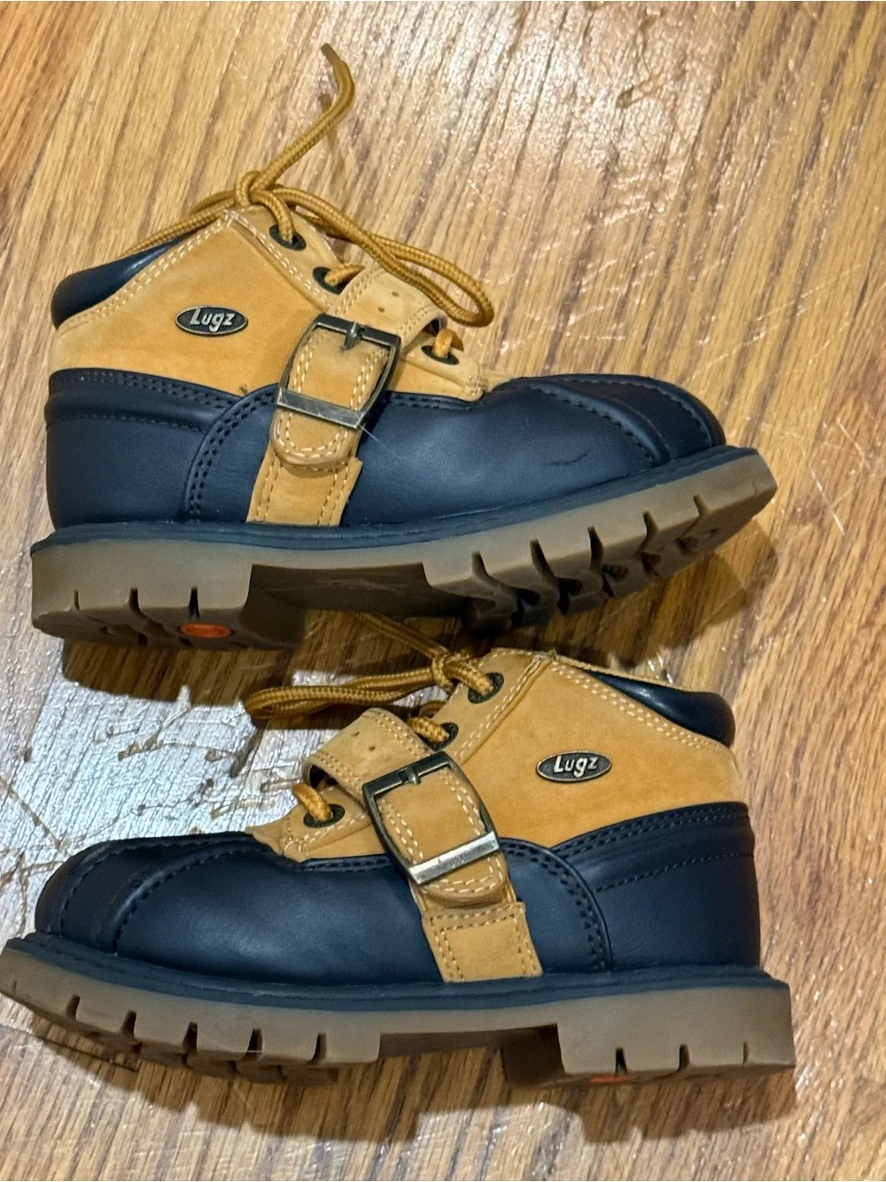 Lugz Kids Navy and Tan Rugged Duck Boots
